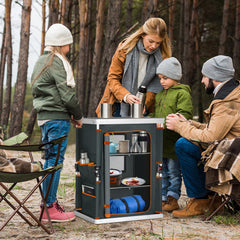 Eagle Peak table side pockets storage shows organized gear within reach.