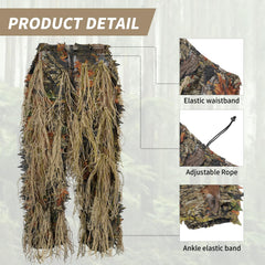 EAmber Ghillie suit breathable mesh base emphasizes lightweight wear for hiking and photography.