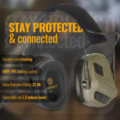 EARMOR M32 Plus microphone close-up for clear voice transmission in loud environments.