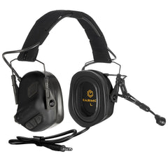 EARMOR M32 Plus headset worn for tactical use with secure comfort.