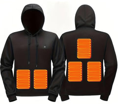 Earneo heated hoodie with chest, back, and arm heating zones for quick warmth outdoors