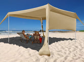 easierhike beach canopy 10x10 setup provides ample shade for family beach days