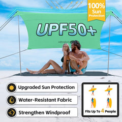 EasierHike Beach Shade Tent UPF50+ sun protection blocks UV rays for safer sun time