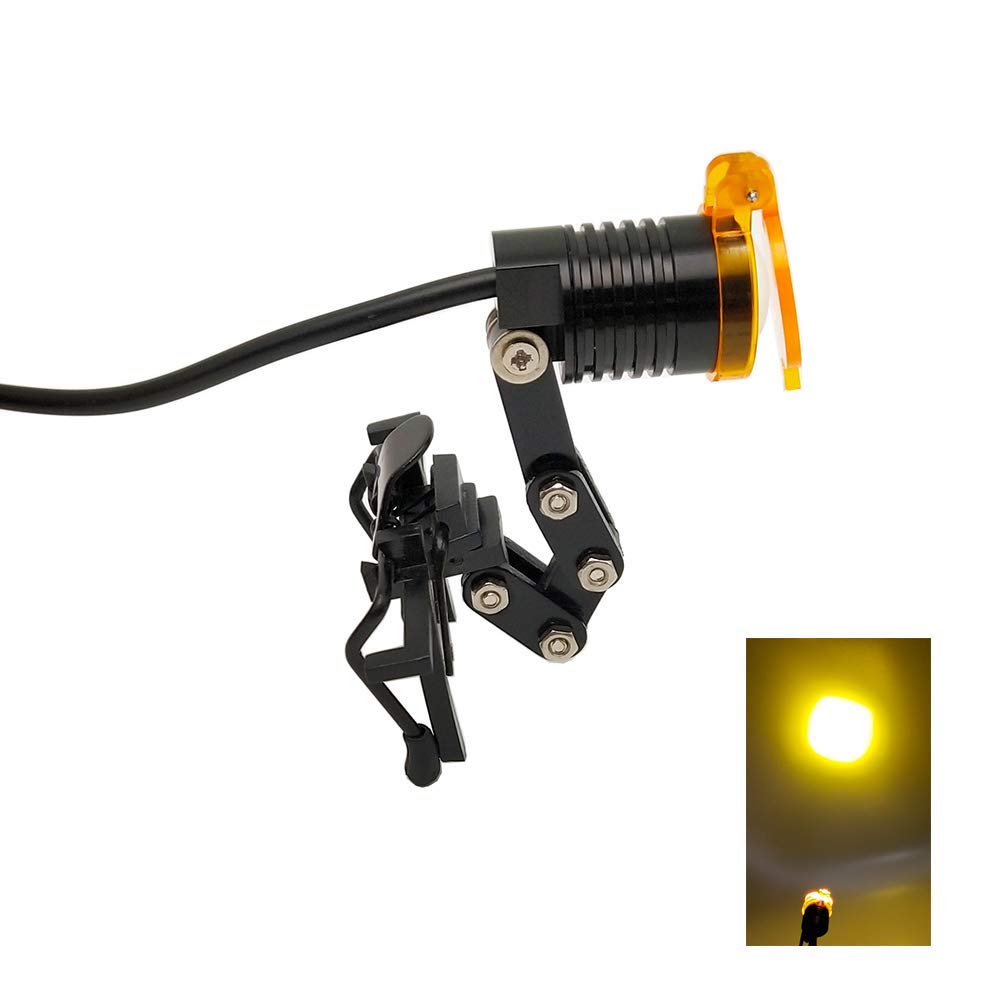 East 3W Clip Clamp LED head light with filter provides focused loupe illumination.