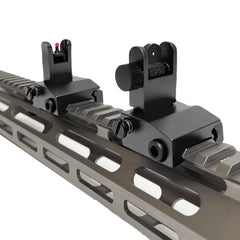 Eastern Tactical Supply flip-up iron sight low-profile design for compact setups