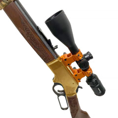Close up of Henry H024 orange rail mount showing a low profile design.