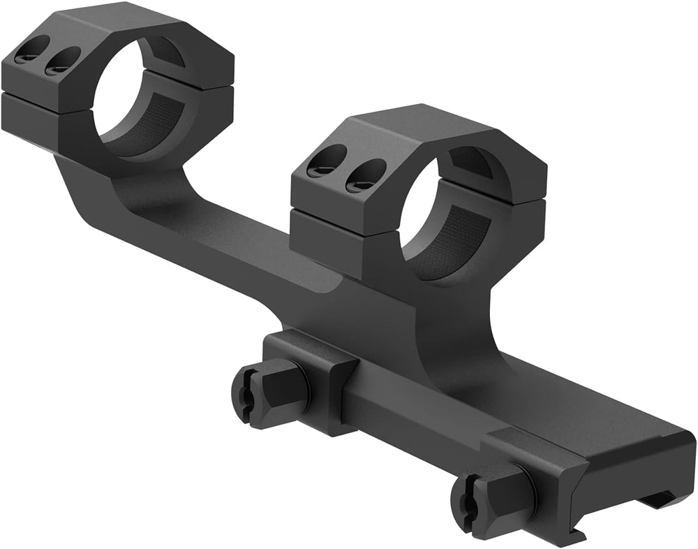 Eastern Tactical Supply offset mount on rifle with 1-inch rings for stable alignment.