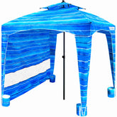 Easy Go Cabana Beach Blue front view providing ample shade at the beach