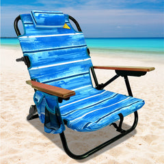 EasyGo Product blue backpack beach chair folded for easy transport