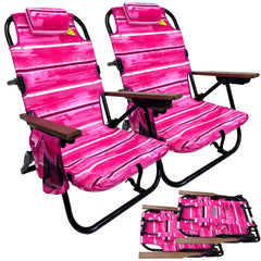 EasyGo Product backpack beach chair folded for easy portability and quick setup.
