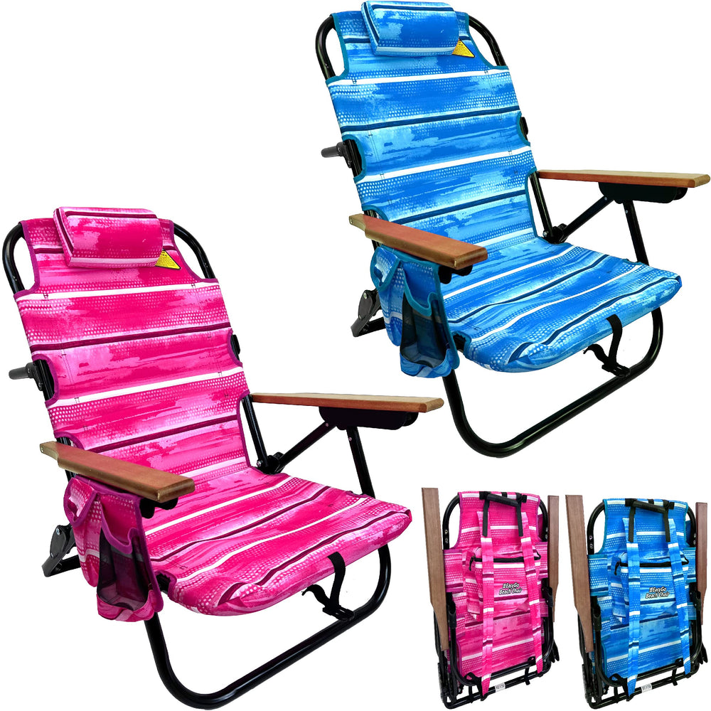 EasyGo Product backpack beach chair front view offers compact, portable seating.