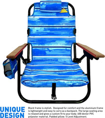 EasyGo Product Beach Chair featuring upgrade wooden arm rests for comfort.