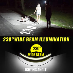 Easymaxx headlamp beanie displays six lighting modes and red tail light.