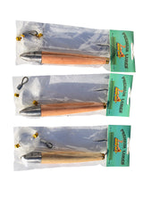 EatMyTackle cedar plug bullet-head close-up, highlighting heavy weight for steady depths.