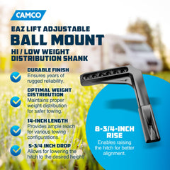 Eaz-Lift shank shows powder-coated steel finish for rugged durability