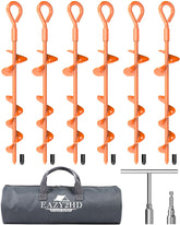 Eazy2hD ground anchors-spiral-penetration deliver deep stabilization for windy outdoor setups.