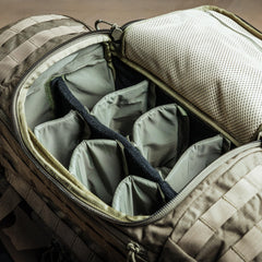 The Eberlestock Bang-Bang Range Bag exterior MOLLE webbing for expandable gear setup.