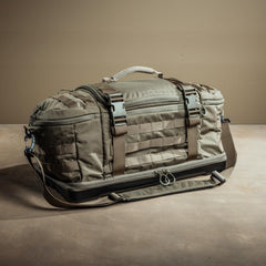 The Eberlestock Bang-Bang Range Bag polycarbonate-base protection against wet ground and debris.
