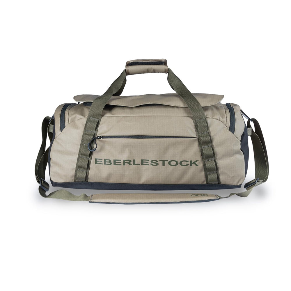 Eberlestock Hyllus duffel bag front view for durable travel and gym gear storage.