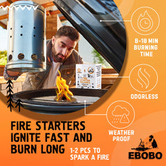 EBOBO cubes for fireplace use, clean and odorless lighting.