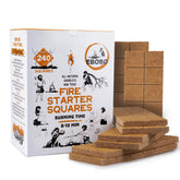 EBOBO fire starter cubes pack demonstrates ready-to-use ignition for grills and campfires.