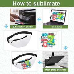 Eccliy sublimation fanny pack white zipper-detail highlights durable storage.