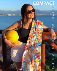 ECCOSOPHY double-sided design towel offers stylish, vibrant patterns for beach days and cruises.