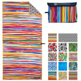 ECCOSOPHY microfiber beach towel sand-free upper view shows clean travel-ready quality.