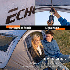 EchoSmile tent water-resistant fabric keeps you dry in light rain.
