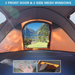 EchoSmile interior-space highlights roomy 110x78 inch living area for family camping.