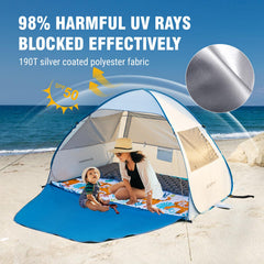 EchoSmile pop-up beach tent material closeup highlights UPF 50+ fabric.