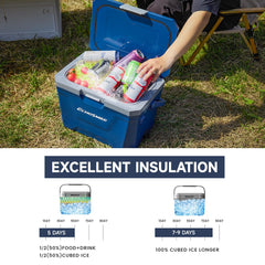 EchoSmile Ultra-Light Cooler 20L open lid reveals easy access to cold drinks.