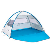 EchoSmile UPF 50+ beach tent front view shielding sun and wind.