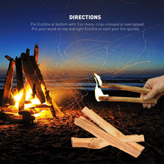 Eco-Stix lighting-ready kindling arranged for fast campfire setup.
