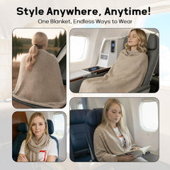 ECONVCE herringbone-pattern blanket shows chic style and doubles as a cozy wrap.