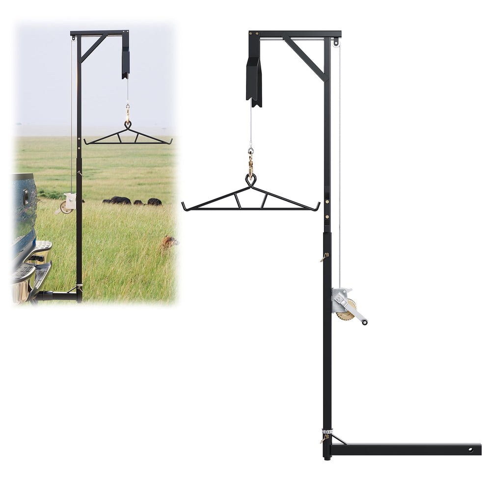 ECOTRIC Truck 2 hitch game hoist attached to a 2 inch receiver
