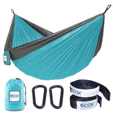 ecox Outdoors parachute hammock single ready for quick, comfortable outdoor lounging.