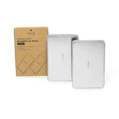 ecozoi stainless steel lunch chillers pack close-up shows durable, plastic-free cooling for meals.