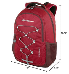 Eddie Bauer Adventurer backpack side view highlighting side pockets for hydration and quick access.