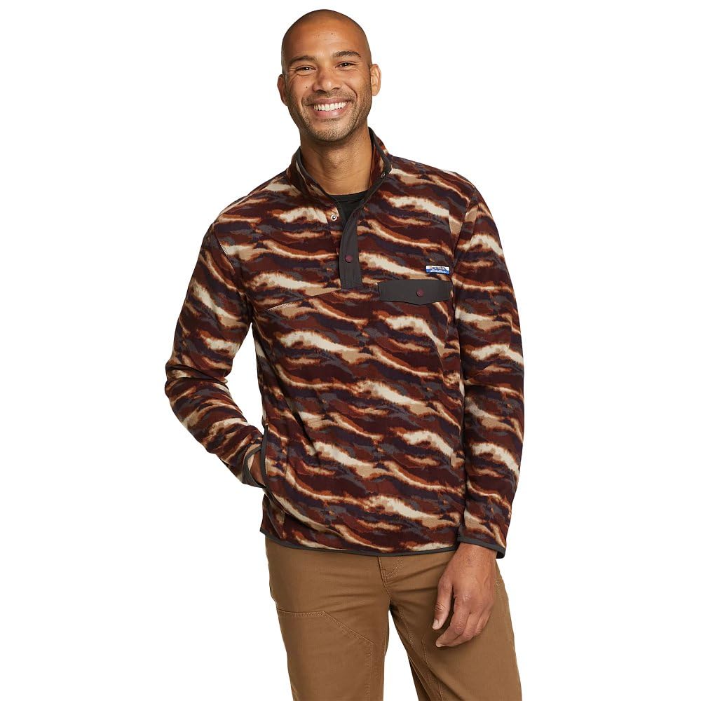 Eddie Bauer Chutes Snap Mock front view shows ultrasoft fleece and warmth-ready design.