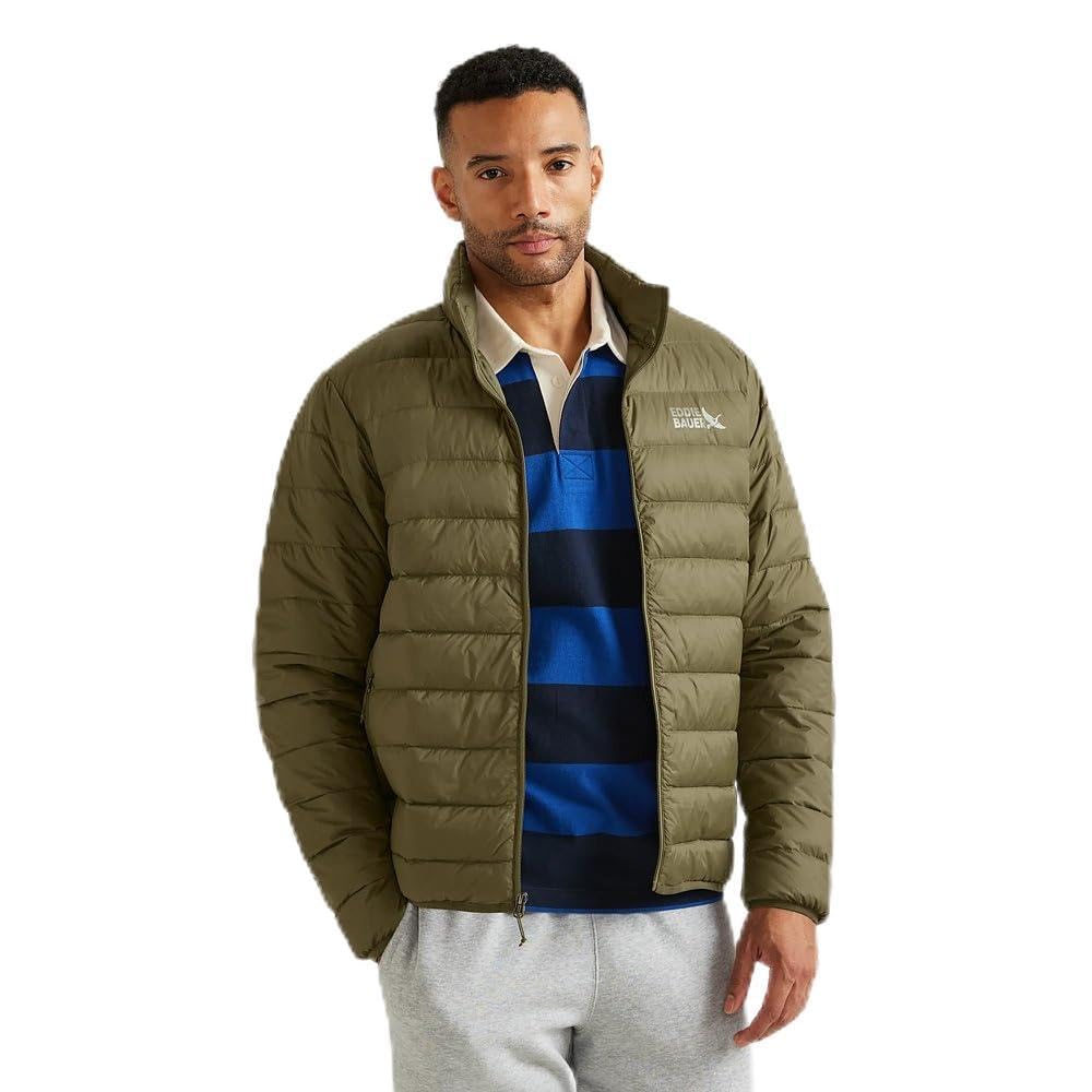 Eddie Bauer CirrusLite down jacket Alder front view for cooler commutes with lightweight warmth.