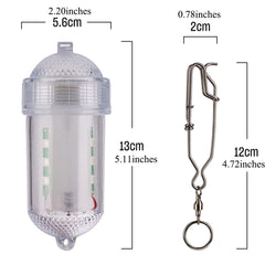Close-up of Edearkar green underwater fishing light glowing