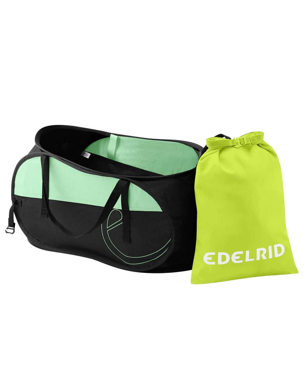 EDELRID Spring Bag 30 II rope bag in mint keeps throwing lines organized for quick setups.