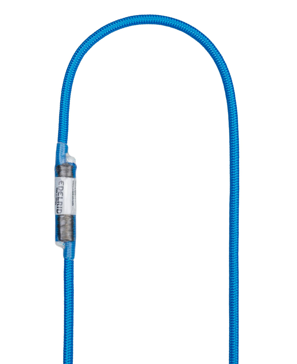 Edelrid 6mm HMPE cord sling blue, strong and abrasion resistant for secure rope handling.