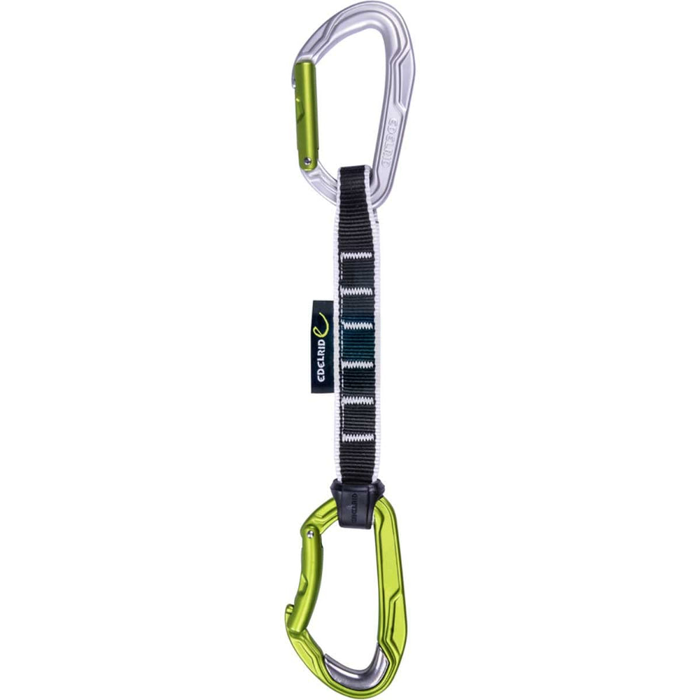 Image shows EDELRID Bulletproof Quickdraw Night 18cm with steel insert for reduced rope wear.