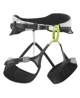 EDELRID Helios harness with butterfly waist belt for even load distribution on climbs.