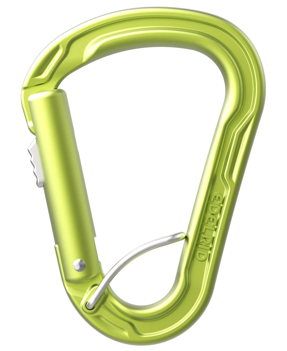 EDELRID HMS Strike Slider FG close-up highlighting lightweight belay efficiency.