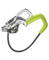 EDELRID Mega Jul II Fuse Device slate front view for secure ascent and controlled descent.