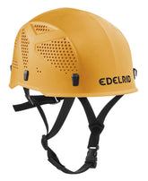 EDELRID Ultralight III helmet orange, front view, lightweight protection for climbing adventures.