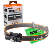EdisonBright Fenix HM23 headlamp with compact design for camping and hiking.